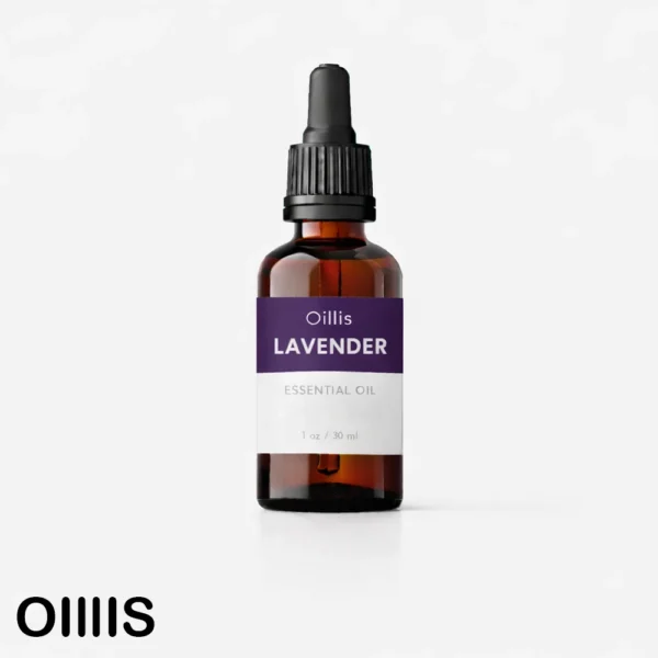 روغن گیاهی اسطوخودوس ۳۰ میلی لیتری اویلیس با پس زمینه سفید صنعتی با لیبل بنفش و سفید با نوشته های انگلیسی.