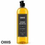 روغن کنجد اویلیس حجم ۱ لیتری در بسته بندی پت پلاستیکی با درب مشکی و پس زمینه سفید