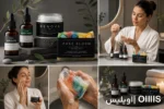 پکیج کلاژن‌ سازی و لیفت پوست یک خانم در حال استفاده از محصولات برند اویلیس می باشد